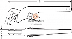 Размеры ключа трубного концевого Super-Ego Offset Pattern Heavy Duty 10"